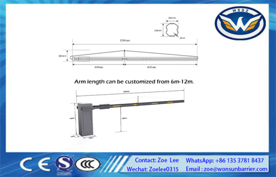 10m Long Arm Barrier Gate Wind Resistance Barrier Carbon Fiber