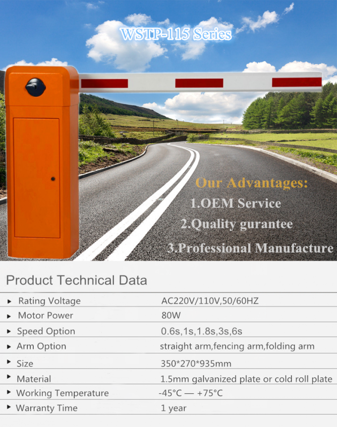 Boom Traffic Barrier Gate With Photocell Sensors , Automatic Car
